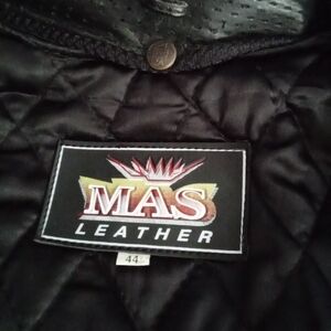 MAS‎ LEATHER Perforated Motorcycle Jacket Brown Quilted Lining Size 44